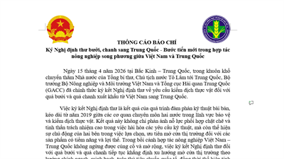 Ký Nghị định thư bưởi, chanh sang Trung Quốc - Bước tiến mới trong hợp tác nông nghiệp song phương giữa Việt Nam và Trung Quốc